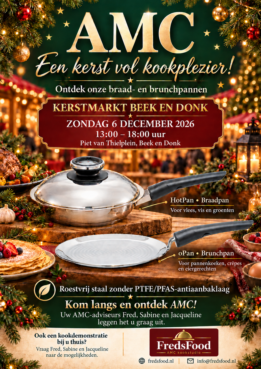 Flyer AMC kerstmarkt Beek en Donk op 6 december 2026